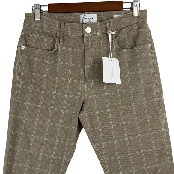 FRAME LE CROP MID RISE MINI BOOTCUT JEANS IN SKYBLUE PLAID NWT‎ WOMEN'S SIZE 29 - Picture 4 of 16